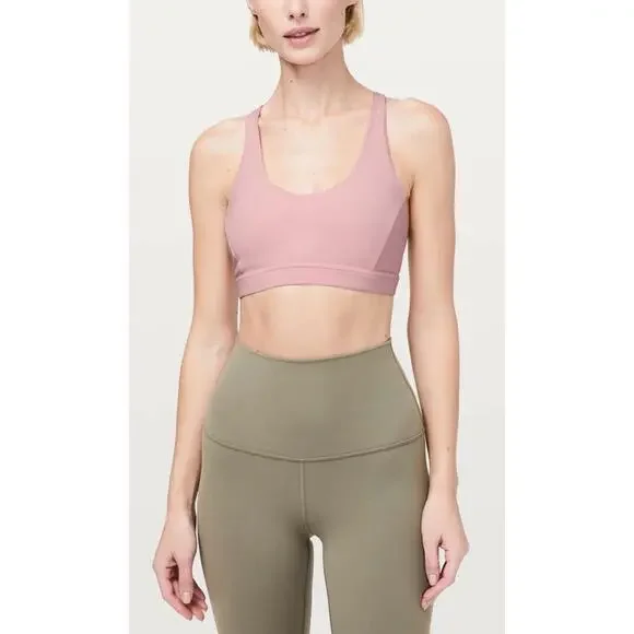 Lululemon Flow Freely Sports Bra Faint Coral Pink 6 - Picture 2 of 8